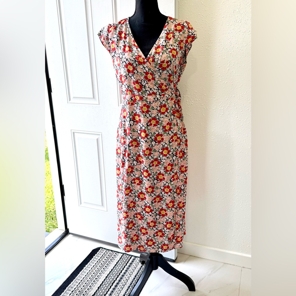 J.Crew Mercantile Easy Wrap Midi Dress in a "Seventies Floral" print S